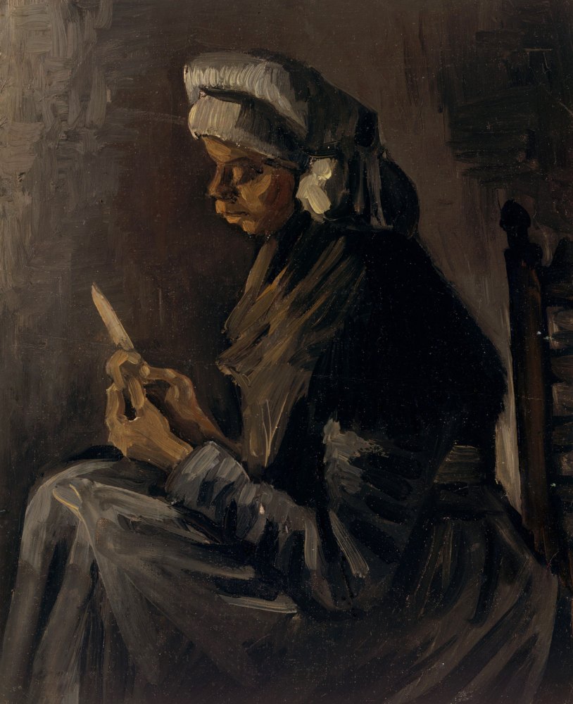 La Pelatrice di Patate (Verso: Autoritratto con Cappello di Paglia)