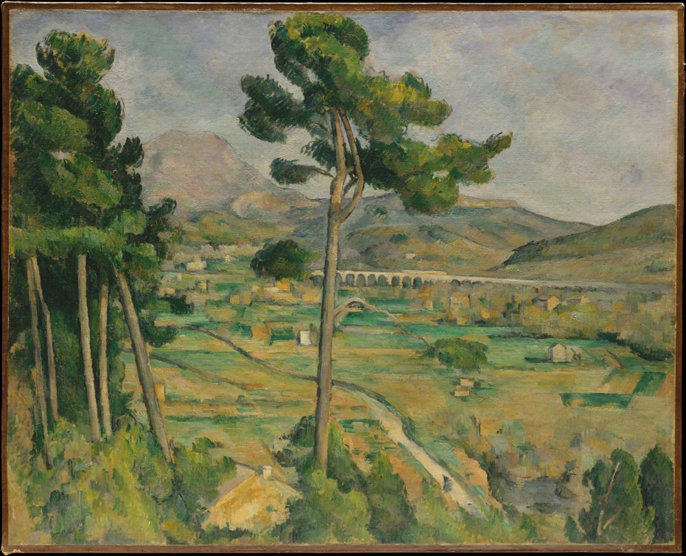 French: La Montagne Sainte-Victoire Vue De Montbriand Mont Sainte-Victoire and the Viaduct of the Arc River Valley