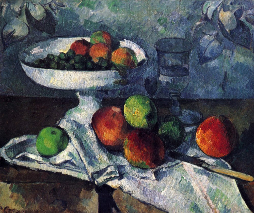 Fruttiera, Bicchiere e Mele