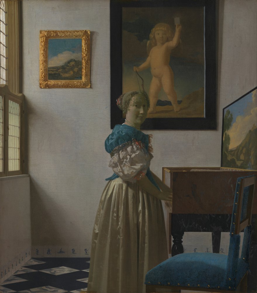Giovane Donna in Piedi alla Spinetta