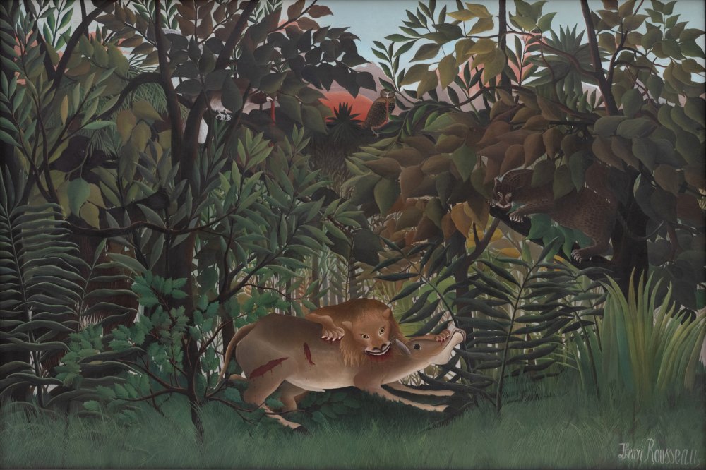 Henri Rousseau - Il Leone Affamato Si Getta sull'antilope