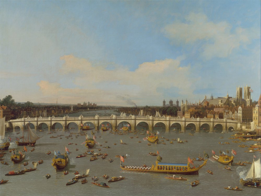Ponte di Westminster, con la Processione del Lord Sindaco sul Tamigi